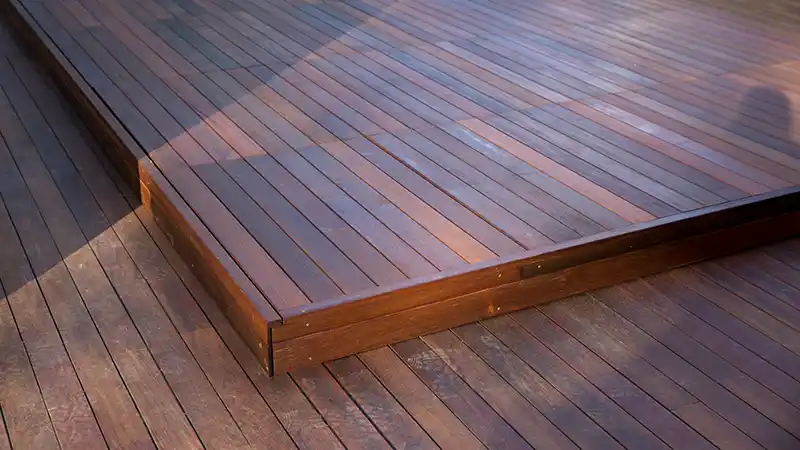 Dark composite deck with two steps