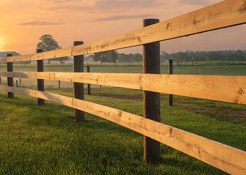 Wood fence in ranch or farm