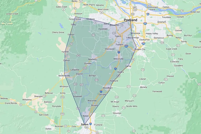 Map of the Salexx Construction service area